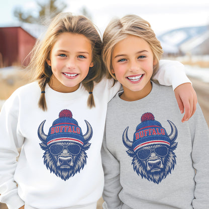 Buffalo Vintage Character Football Graphic Youth Sweatshirt