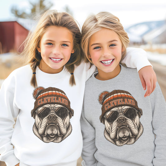 Cleveland Vintage Character Football Graphic Youth Sweatshirt