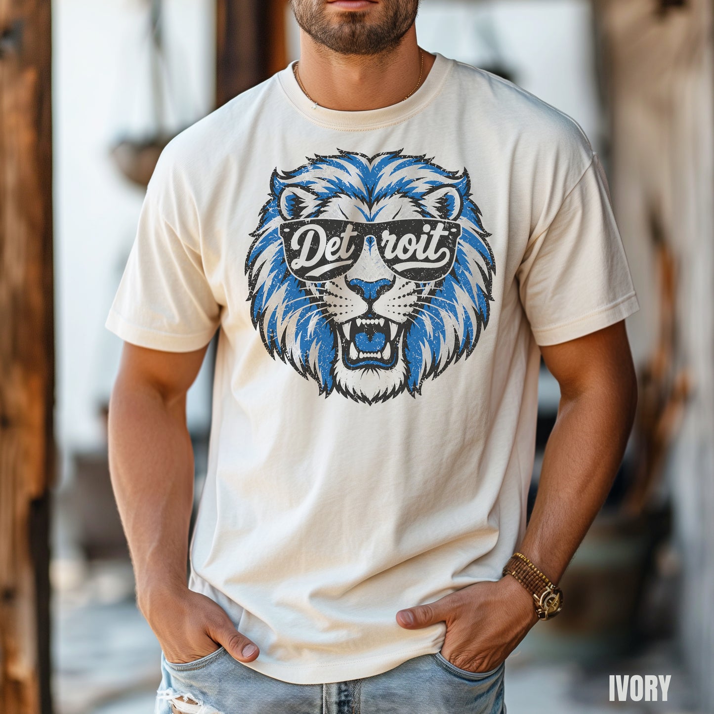 Detroit Vintage Character Football Graphic T-shirt