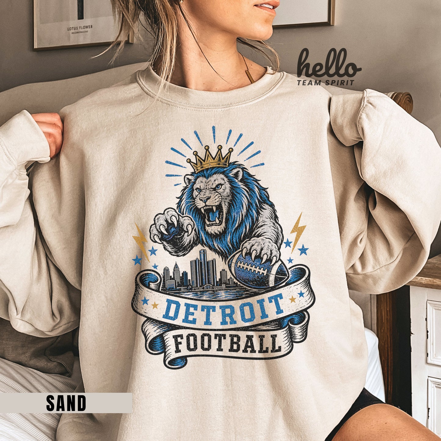 Detroit Crowned Football Graphic Sweatshirt