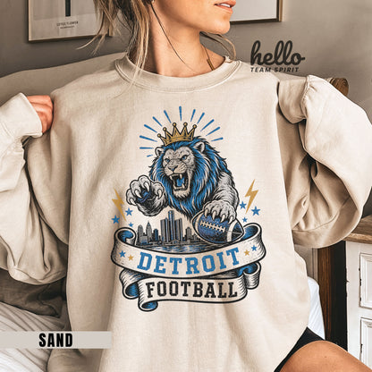 Detroit Crowned Football Graphic Sweatshirt