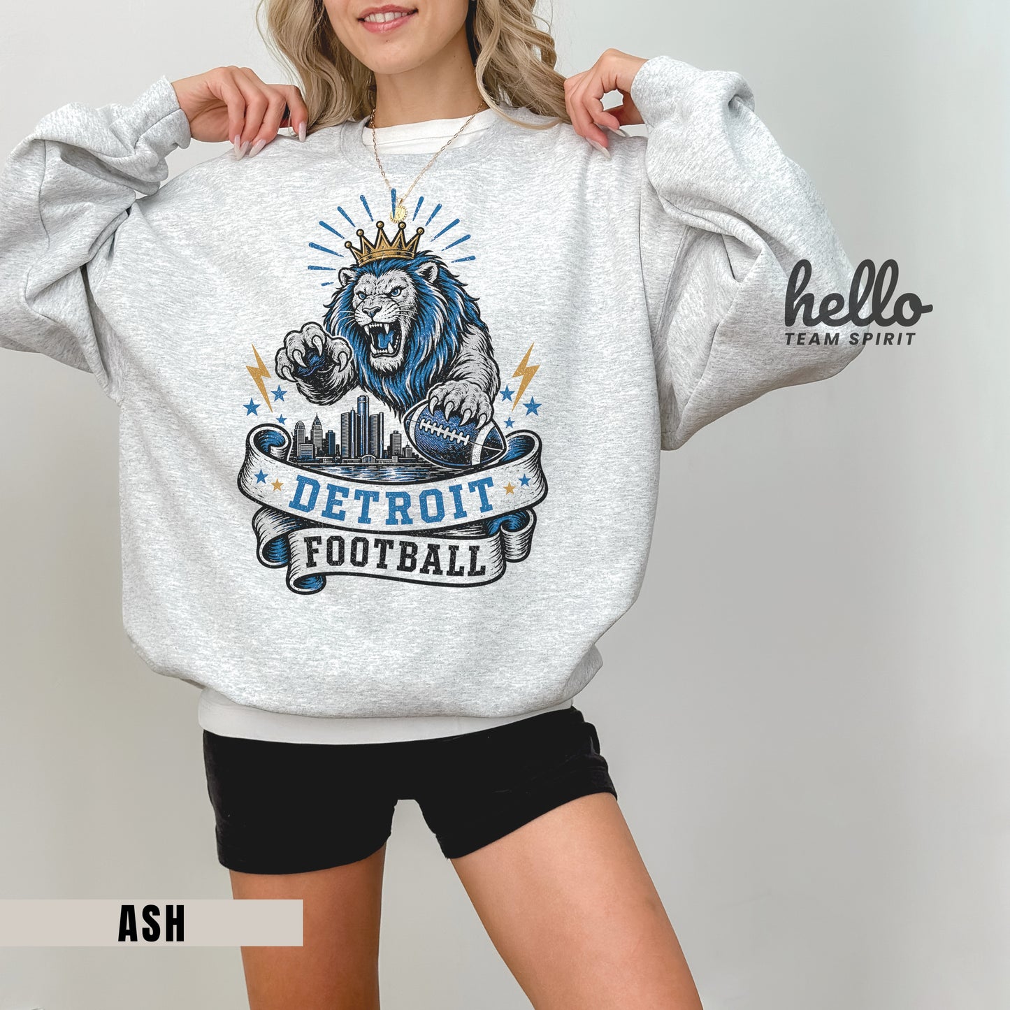 Detroit Crowned Football Graphic Sweatshirt