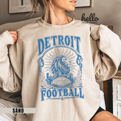 Detroit Vintage Football Graphic Sweatshirt