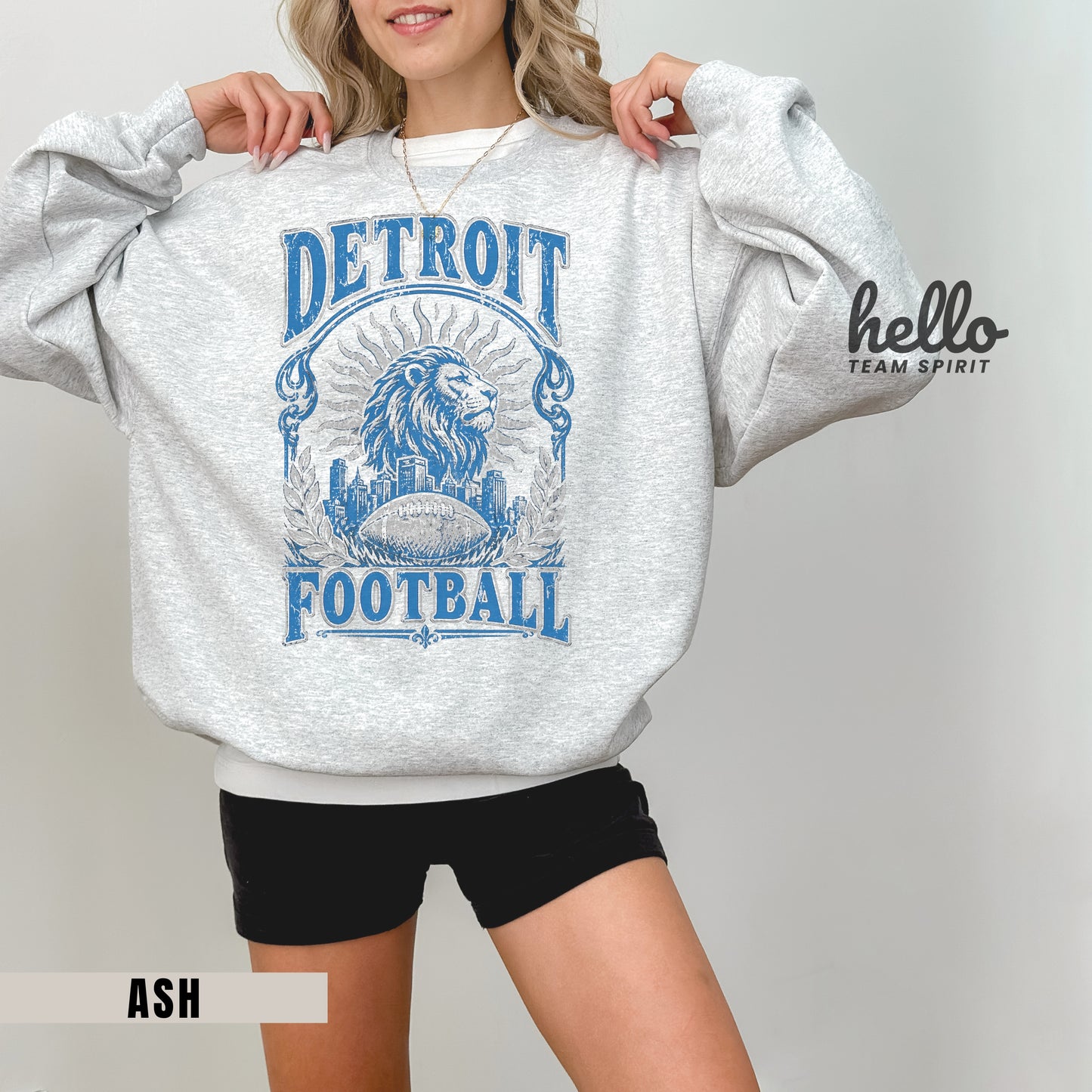 Detroit Vintage Football Graphic Sweatshirt