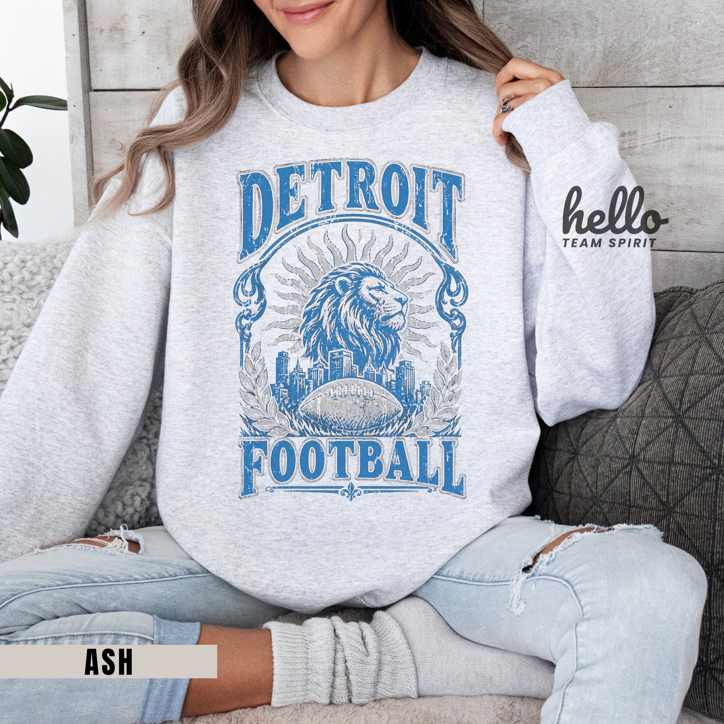 Detroit Vintage Football Graphic Sweatshirt