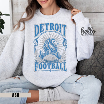Detroit Vintage Football Graphic Sweatshirt