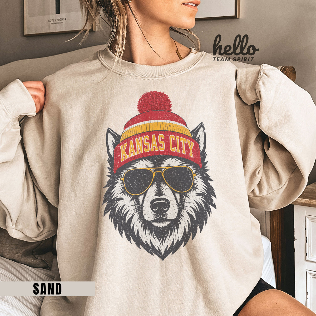 Kansas City Vintage Character Football Graphic Sweatshirt