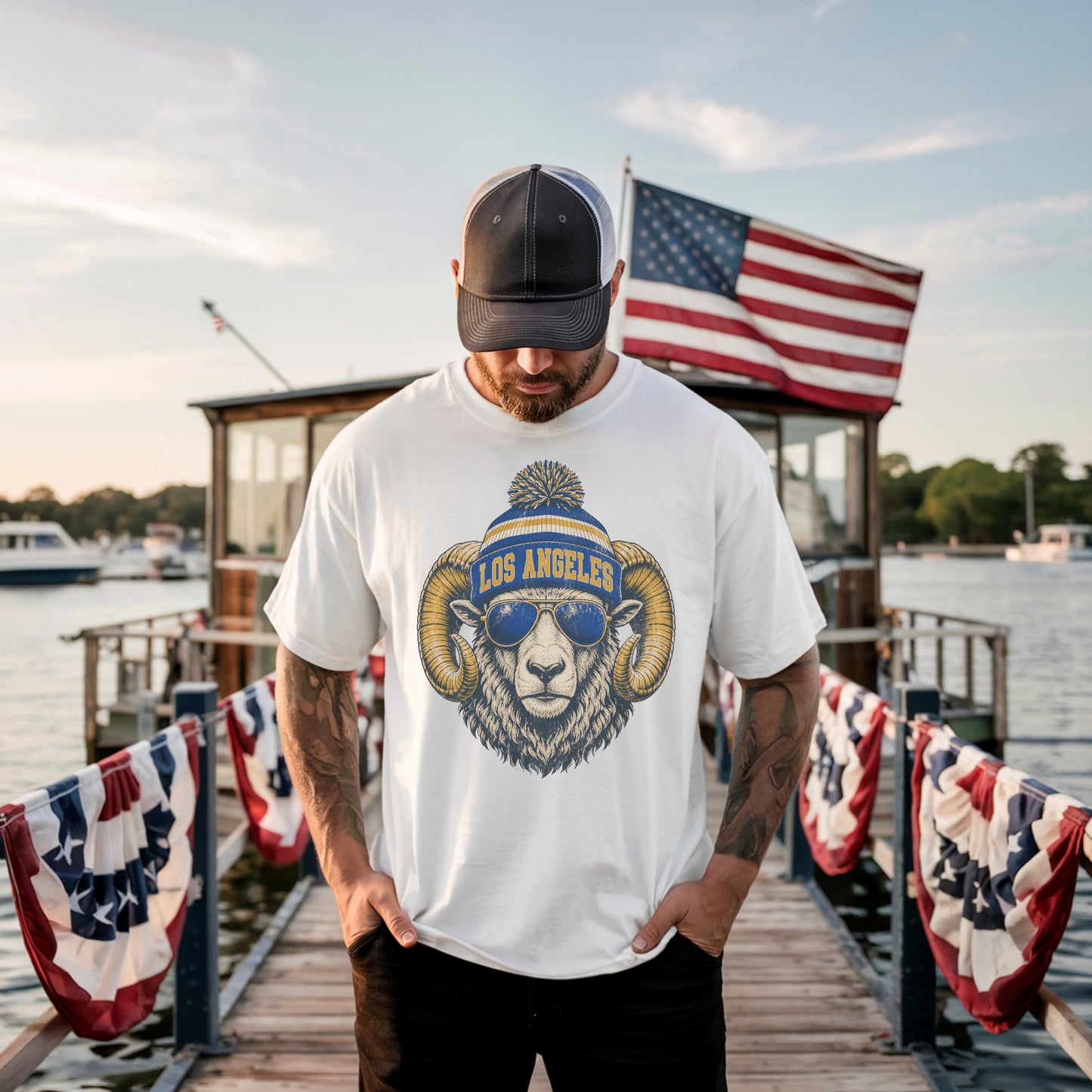 Los Angeles Vintage Character Football Graphic  T-shirt