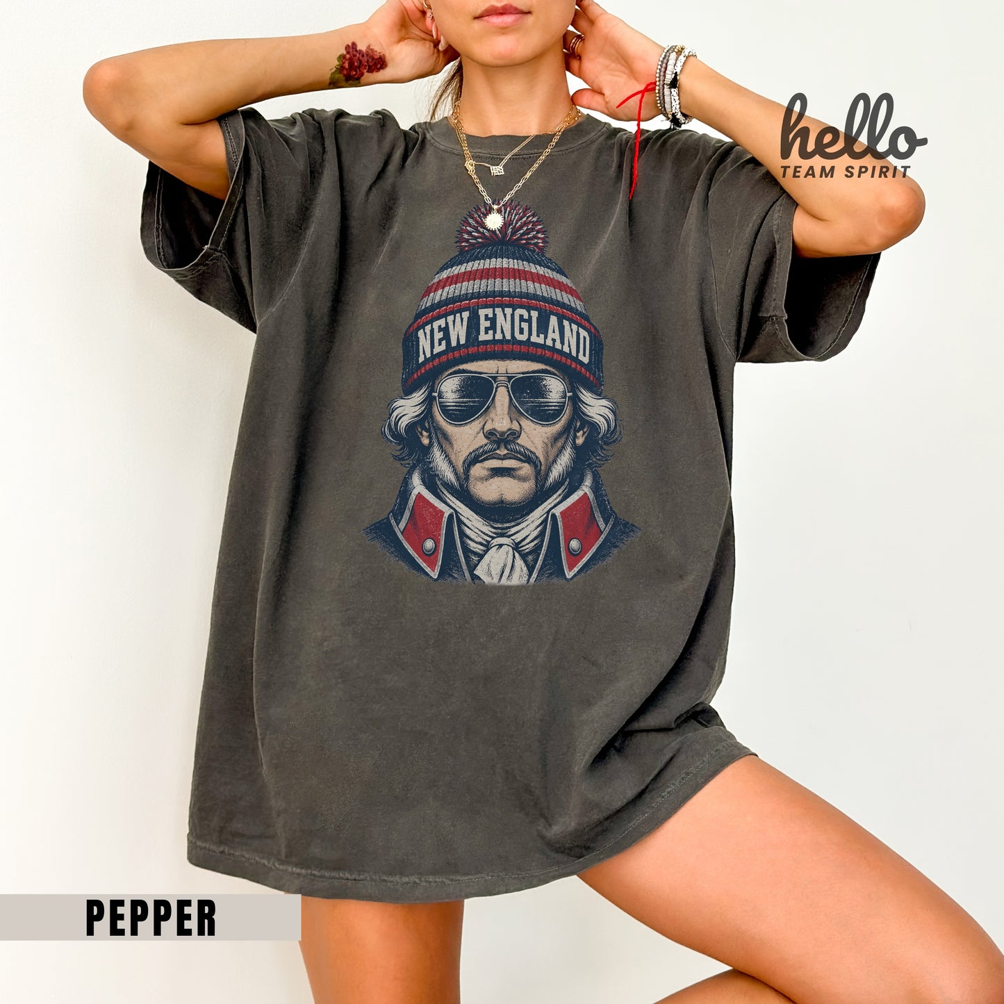 New England Vintage Character Football Graphic  T-shirt