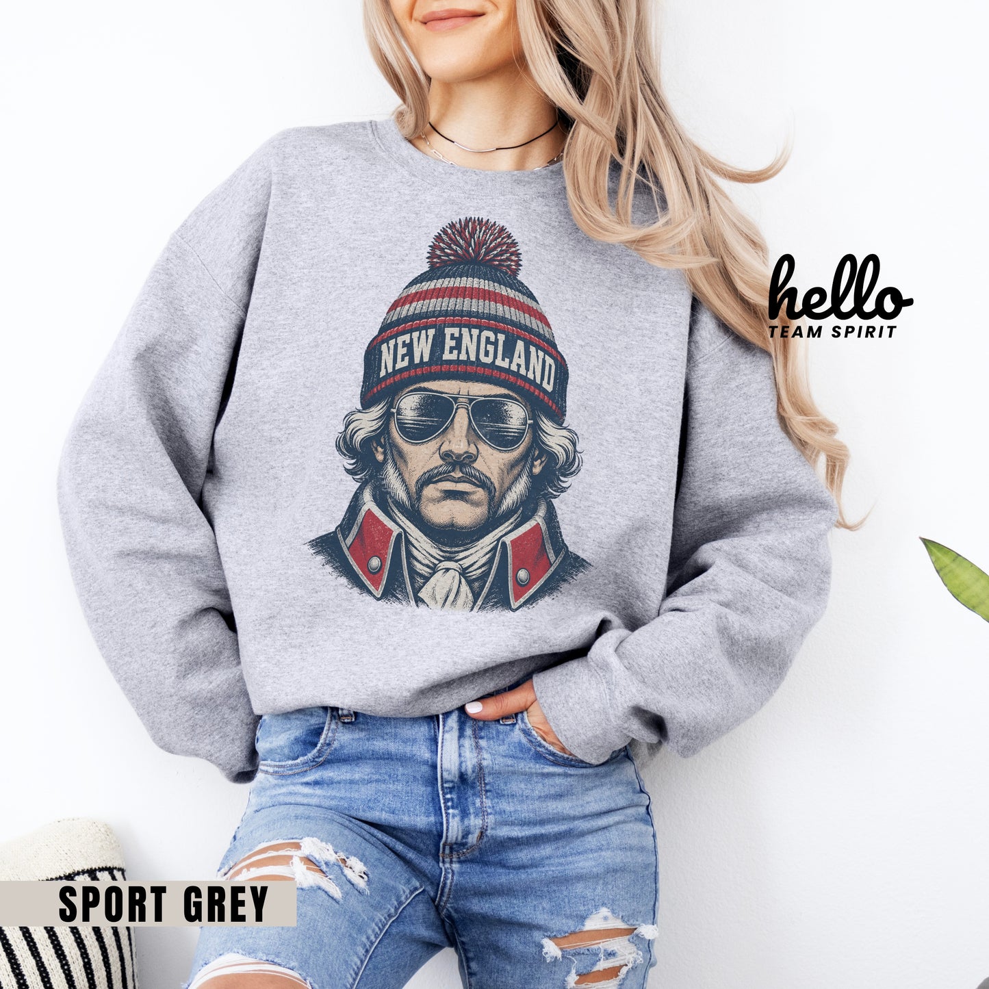 New England Vintage Character Football Graphic Sweatshirt