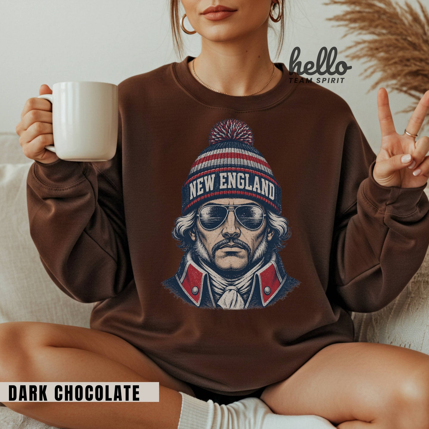 New England Vintage Character Football Graphic Sweatshirt