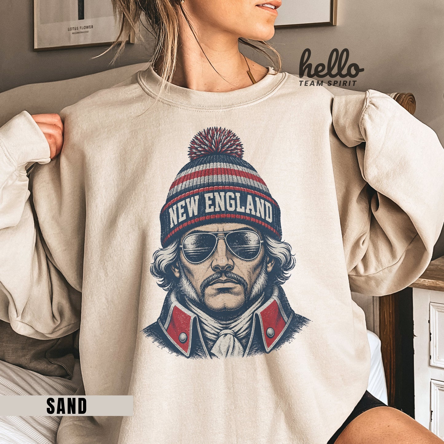 New England Vintage Character Football Graphic Sweatshirt
