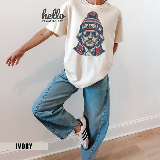 New England Vintage Character Football Graphic  T-shirt