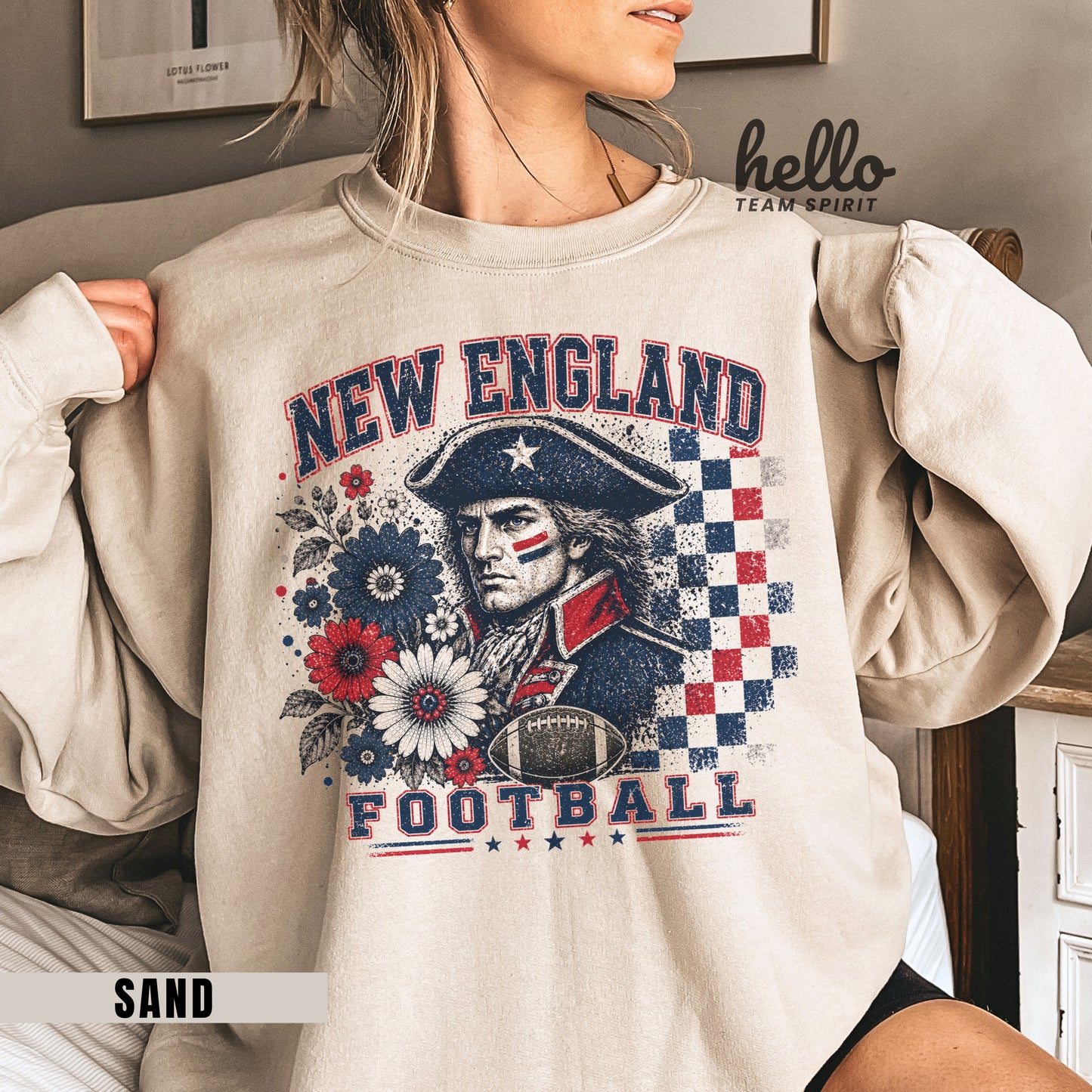 New England Retro Football Graphic Sweatshirt