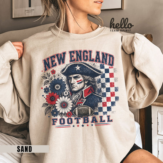 New England Retro Football Graphic Sweatshirt