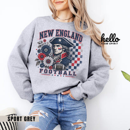 New England Retro Football Graphic Sweatshirt