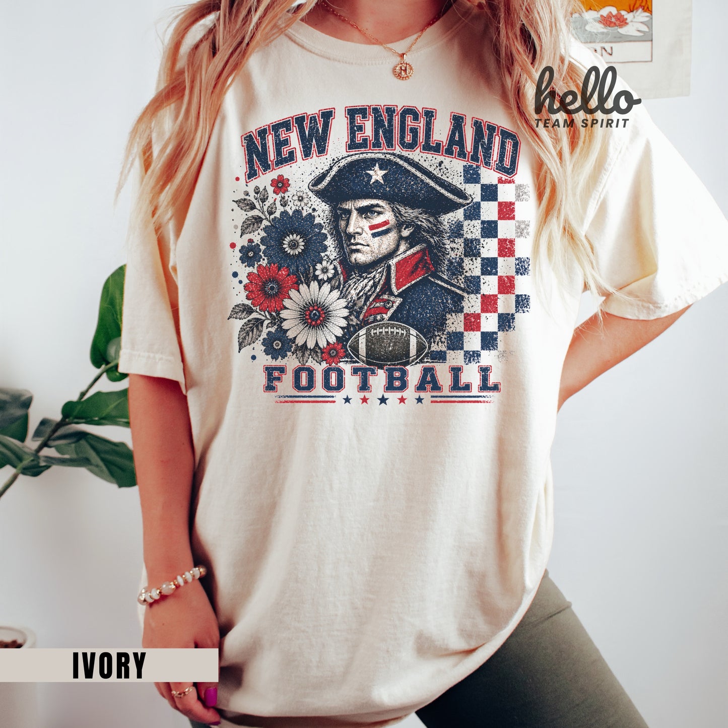 New England Retro Football Graphic T-shirt