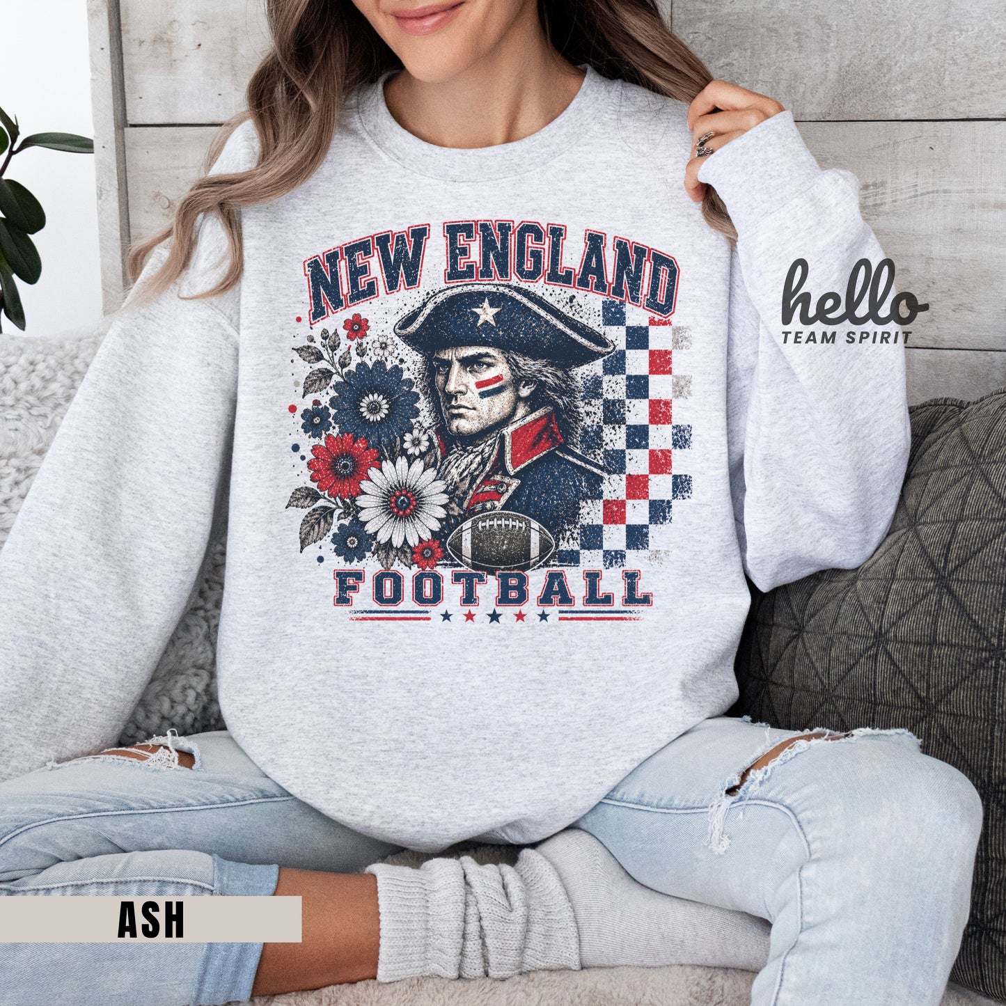 New England Retro Football Graphic Sweatshirt