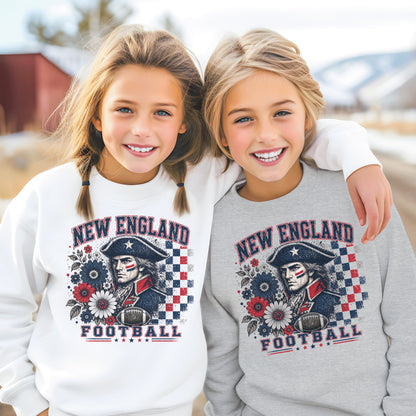 New England Retro Football Graphic Youth Sweatshirt