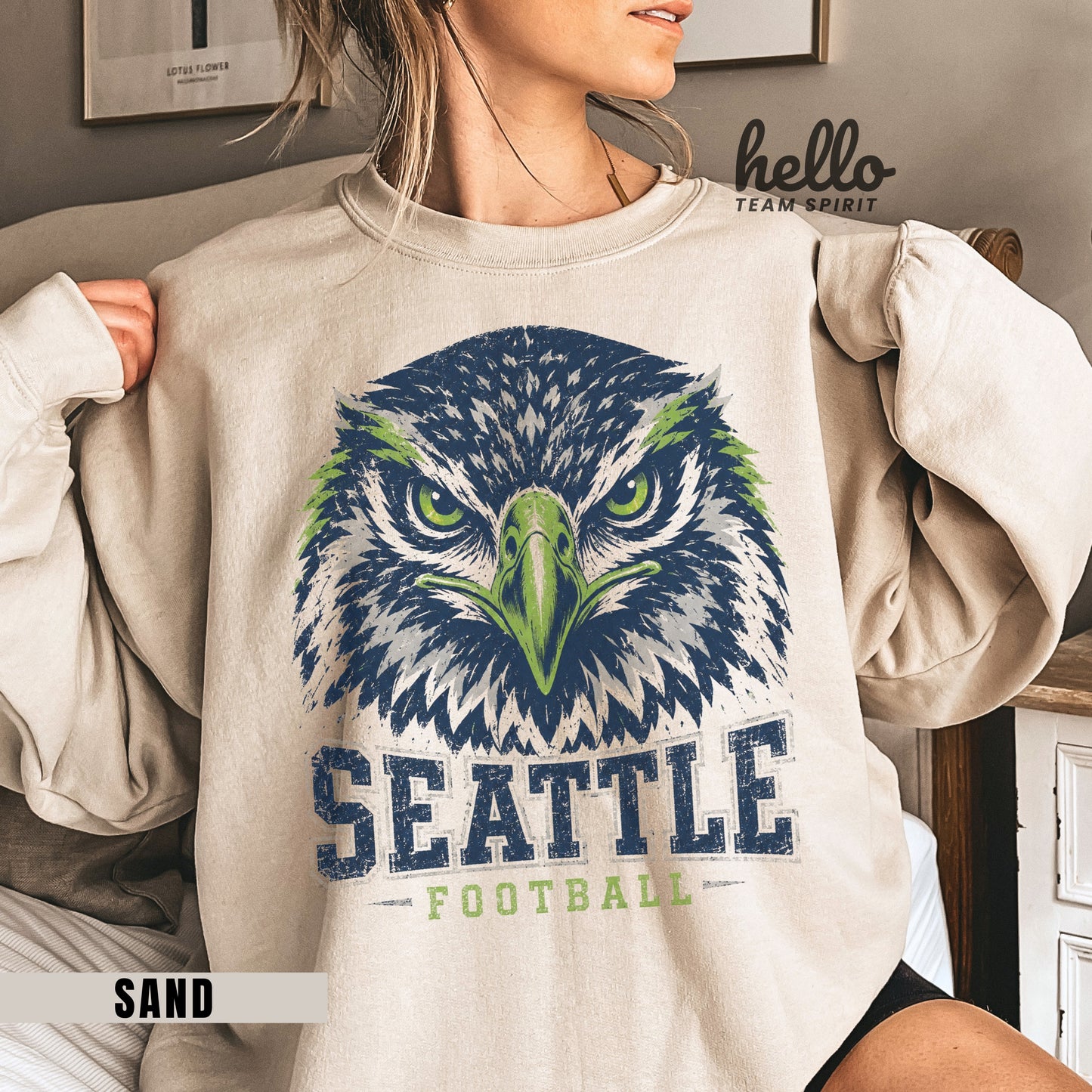 Seattle Vintage Character Football Graphic Sweatshirt