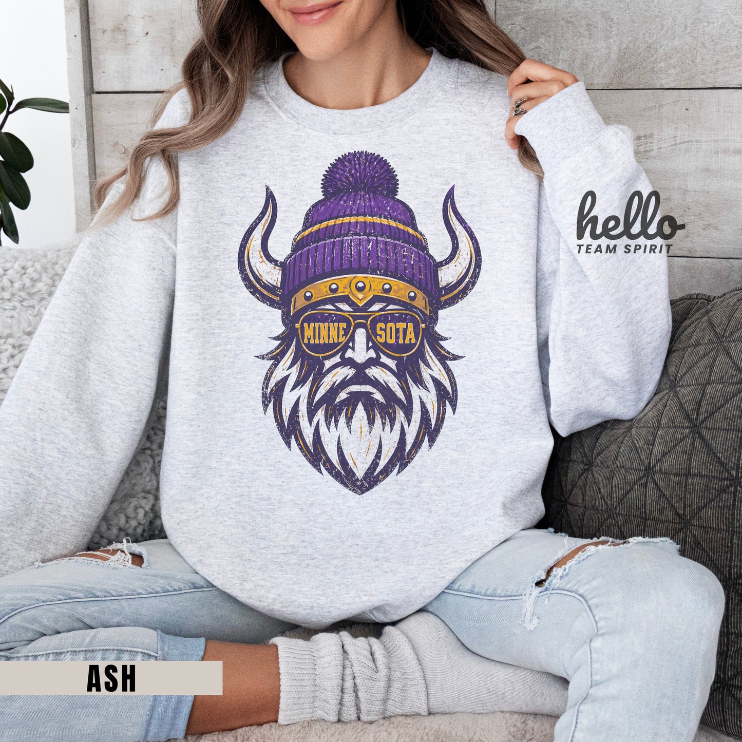 Minnesota Vintage Character Football Graphic Youth Sweatshirt