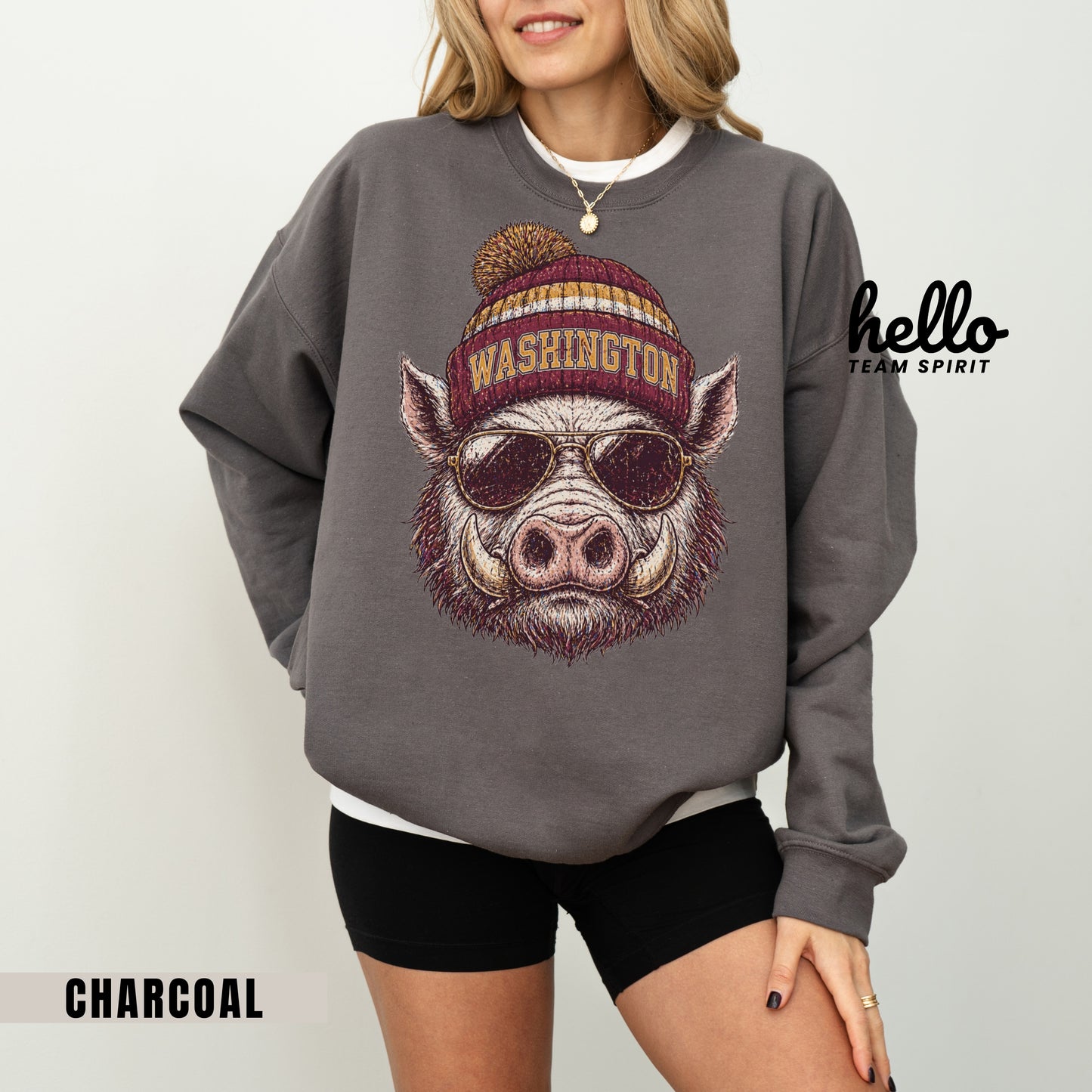 Washington Vintage Character Football Graphic Sweatshirt