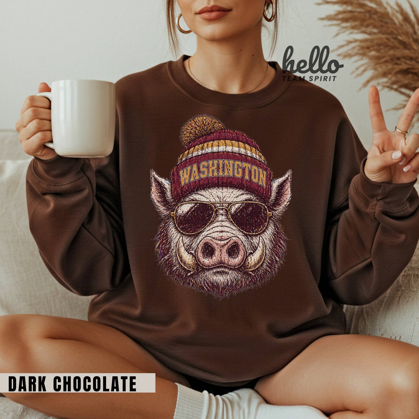 Washington Vintage Character Football Graphic Sweatshirt