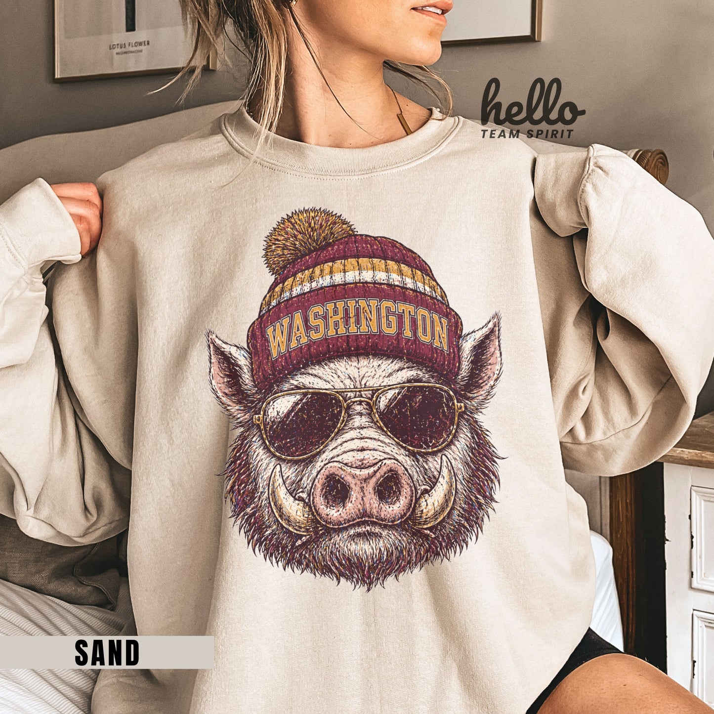 Washington Vintage Character Football Graphic Sweatshirt