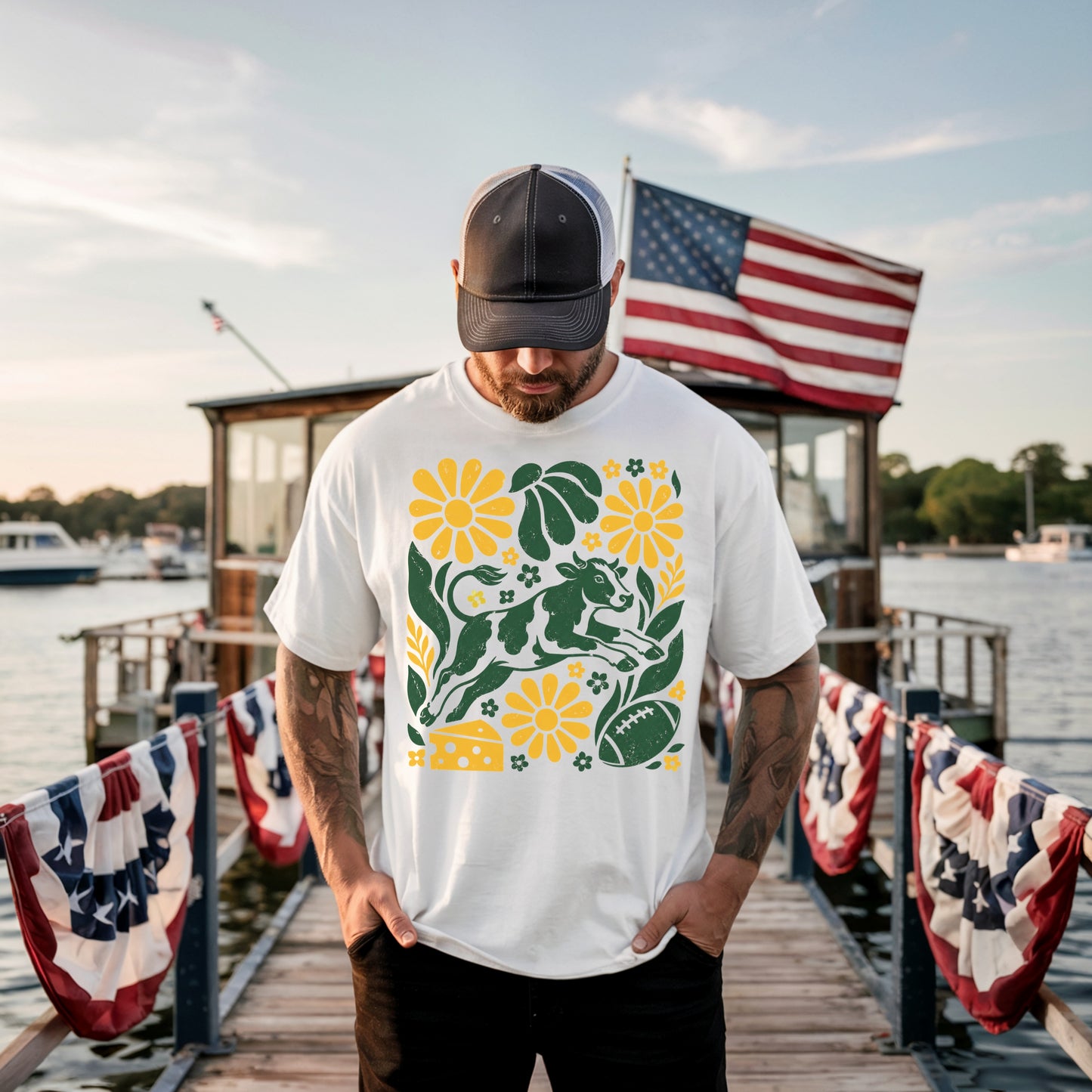 Green Bay Boho Football Graphic T-shirt