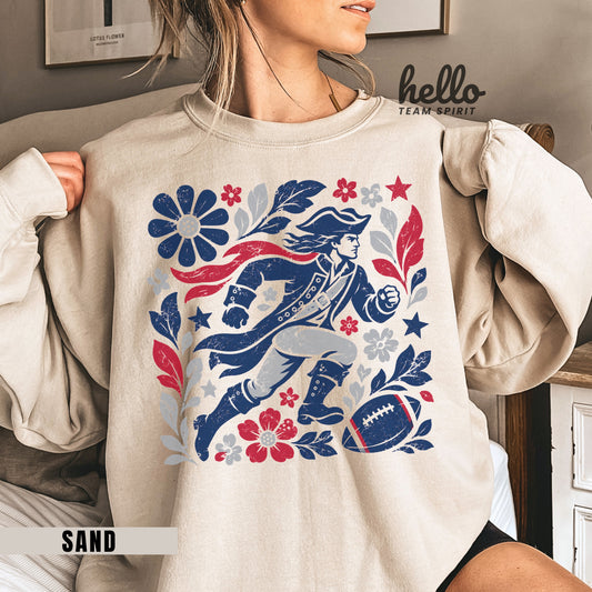 New England Boho Football Graphic Sweatshirt