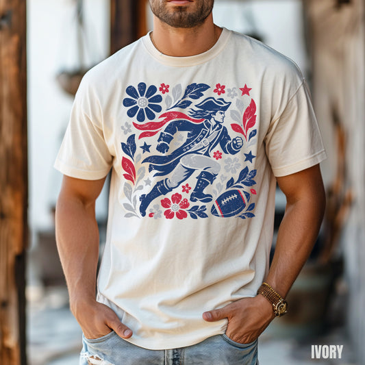 New England Boho Football Graphic T-shirt