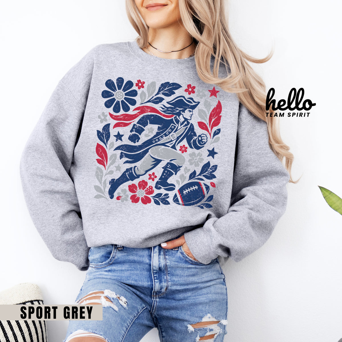 New England Boho Football Graphic Sweatshirt