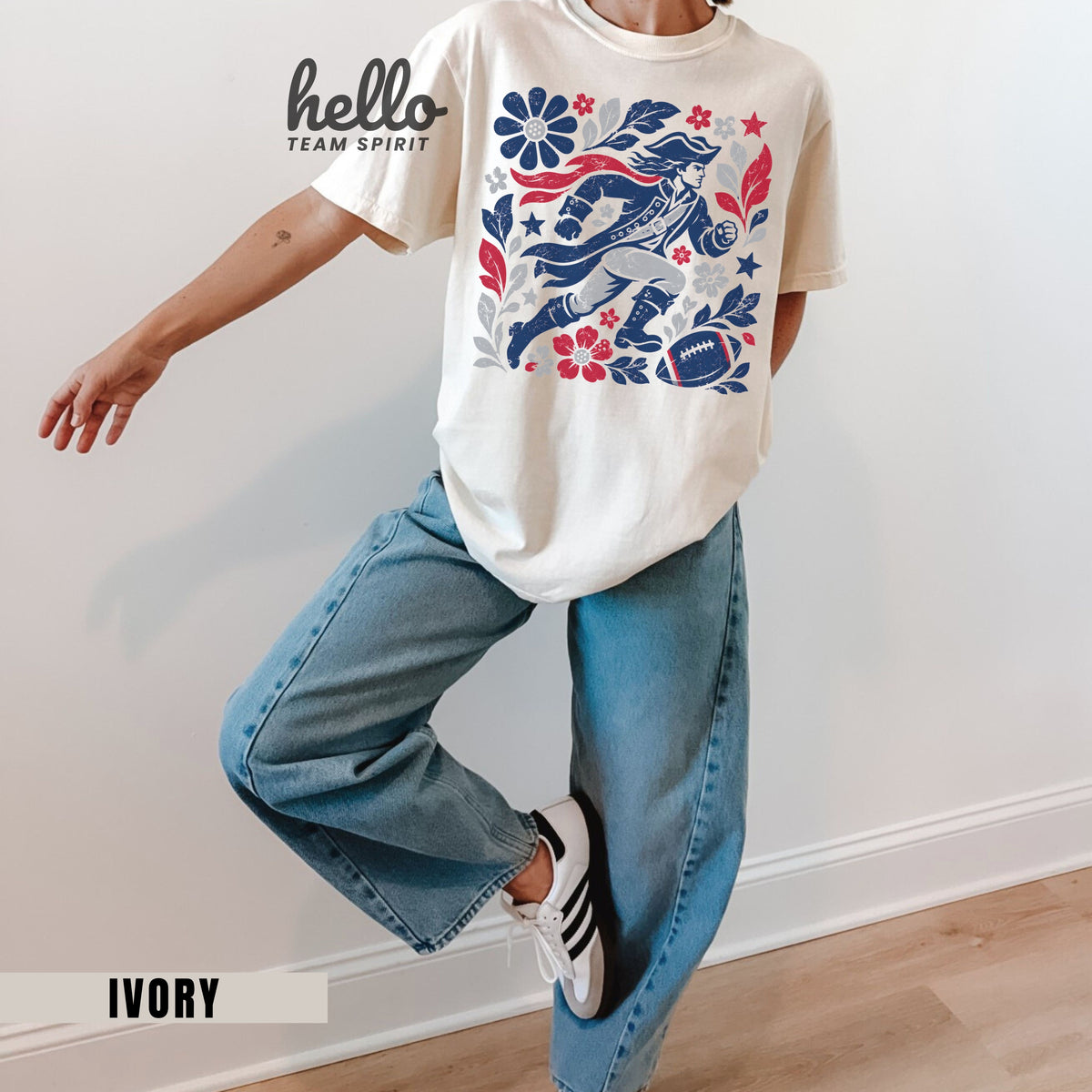 New England Boho Football Graphic T-shirt