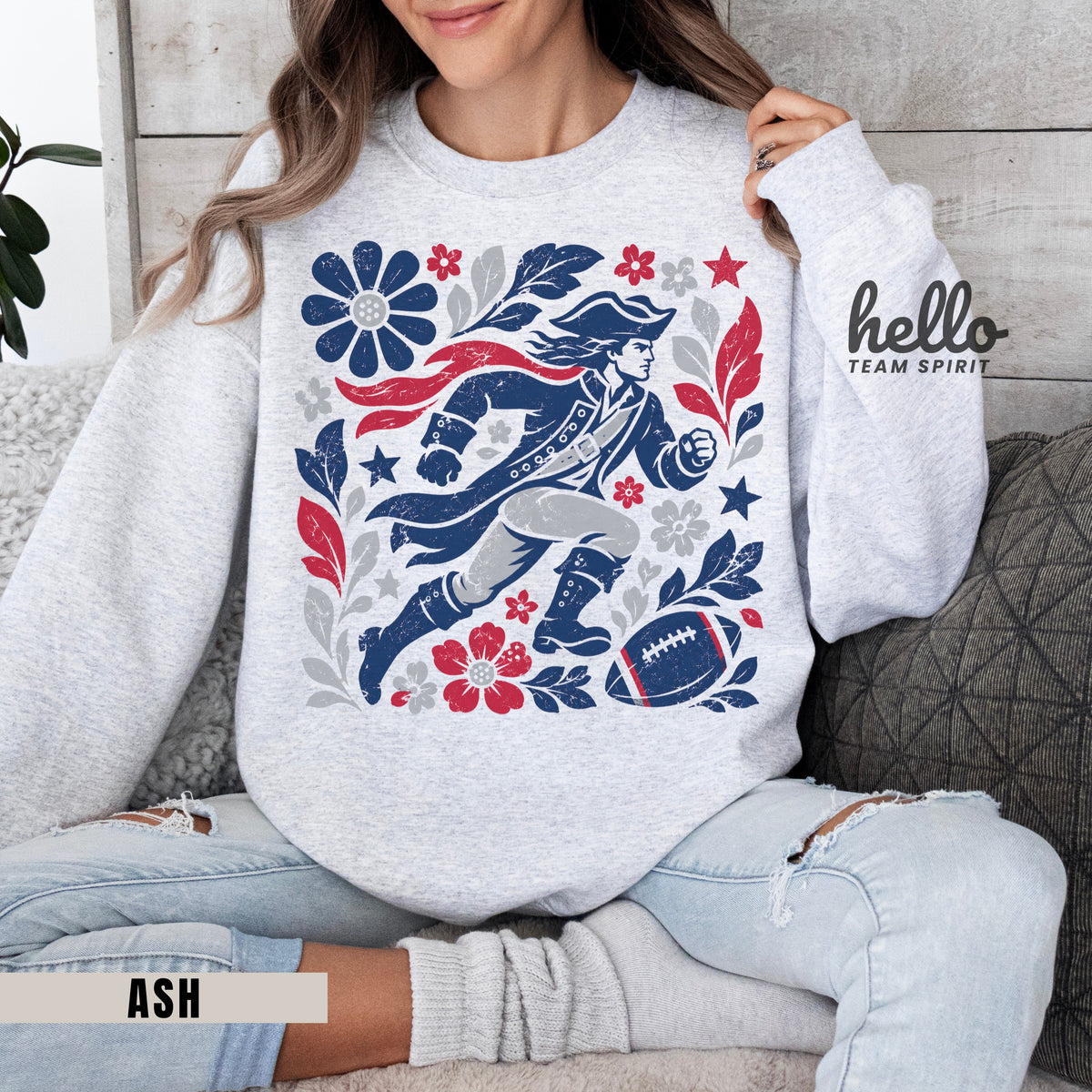 New England Boho Football Graphic Sweatshirt