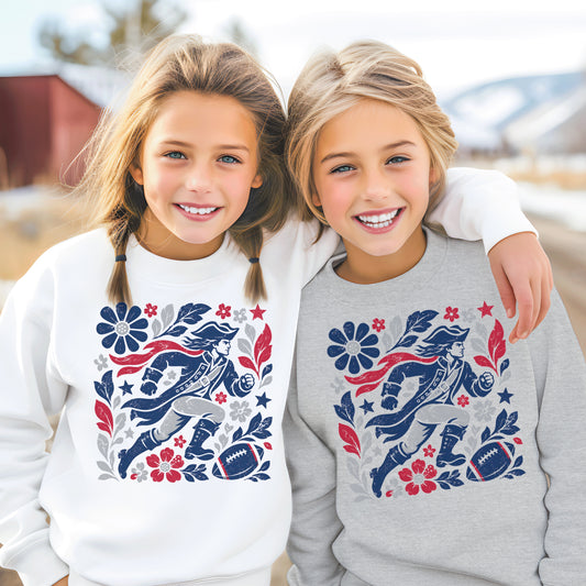 New England Boho Football Graphic Youth Sweatshirt