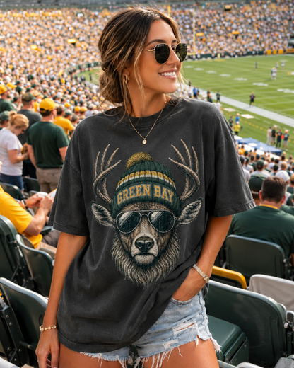 Green Bay Retro Woodland Football Graphic T-shirt