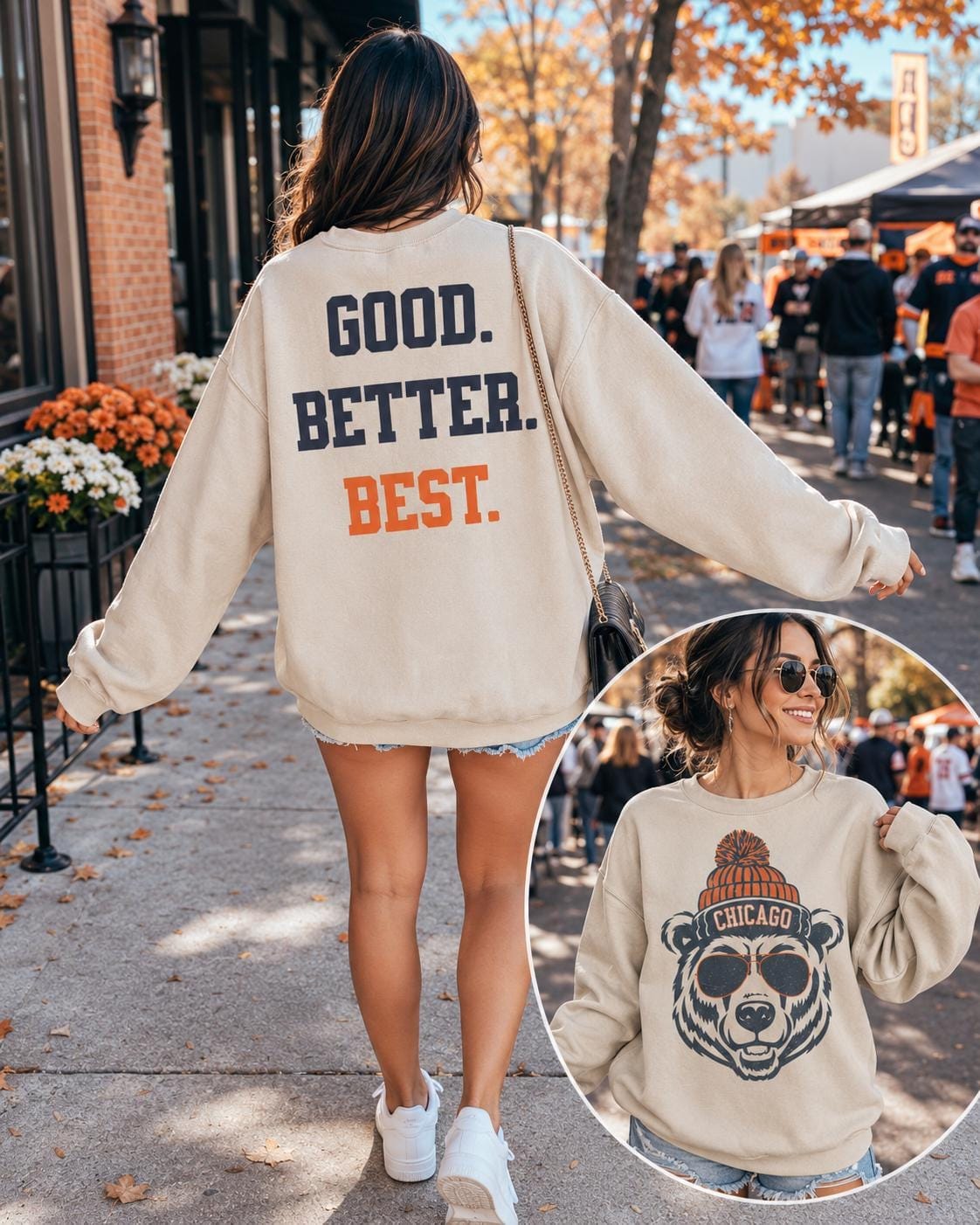 Chicago Football Sweatshirt, Trendy Chicago Football Fan Gifts, Chicago Football Game Day, Chicago Crewneck Sweatshirt