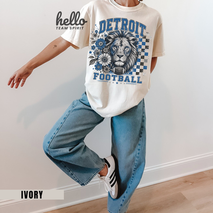 Detroit Checkered Football Graphic T-shirt