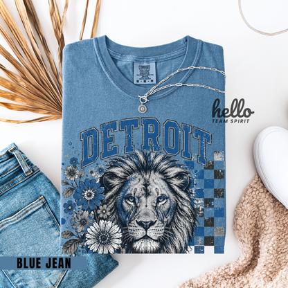 Detroit Checkered Football Graphic T-shirt