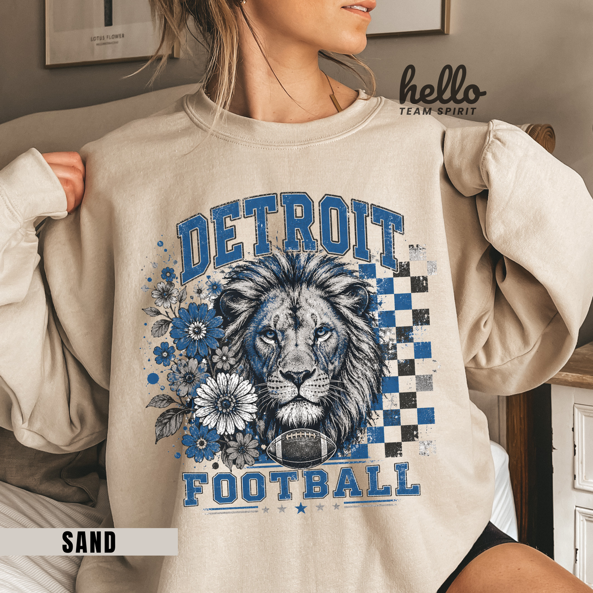Detroit Checkered Football Graphic Sweatshirt