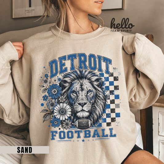 Detroit Checkered Football Graphic Sweatshirt