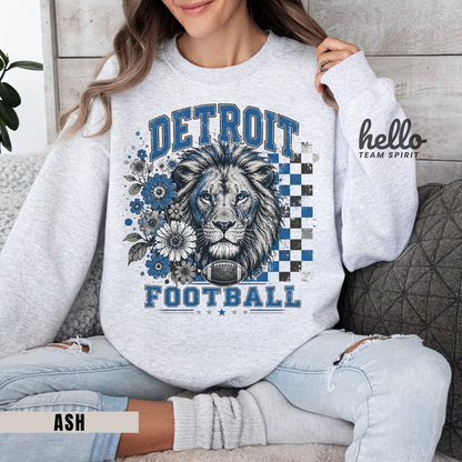 Detroit Checkered Football Graphic Sweatshirt
