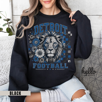 Detroit Checkered Football Graphic Sweatshirt