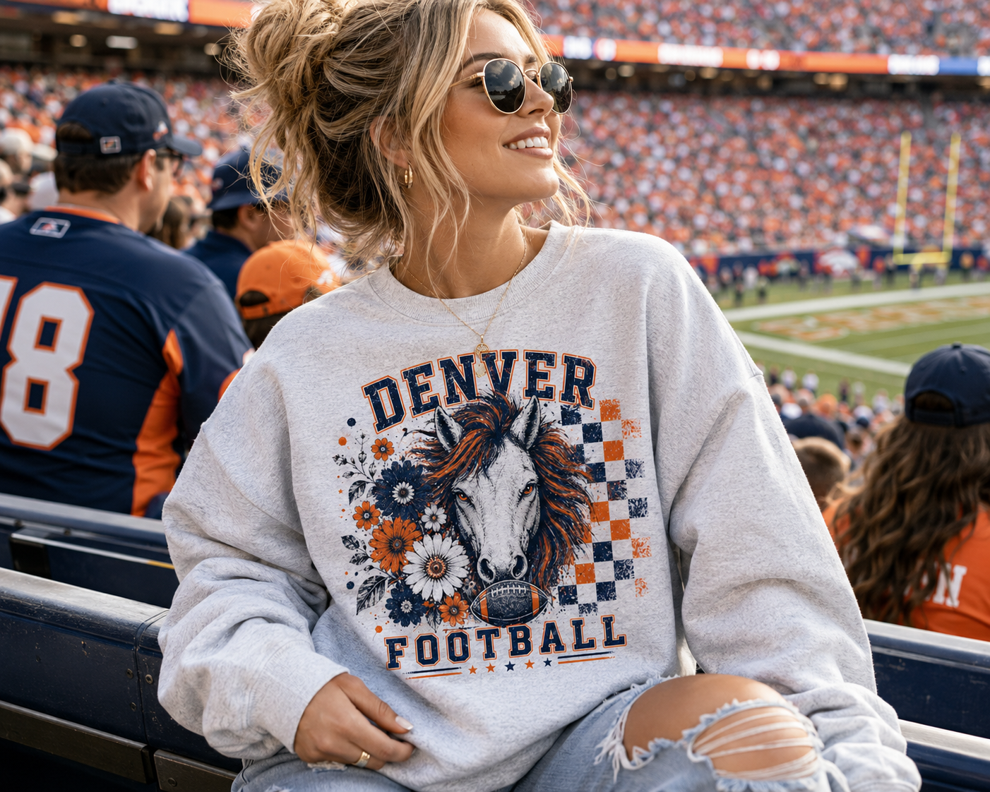 Denver Retro Football Graphic Sweatshirt