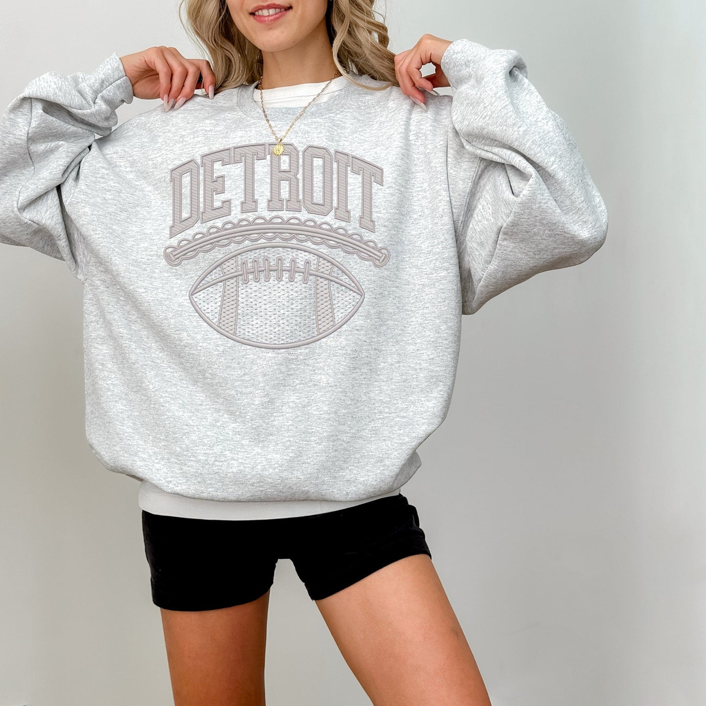 Detroit Faux Embroidered Sweatshirt