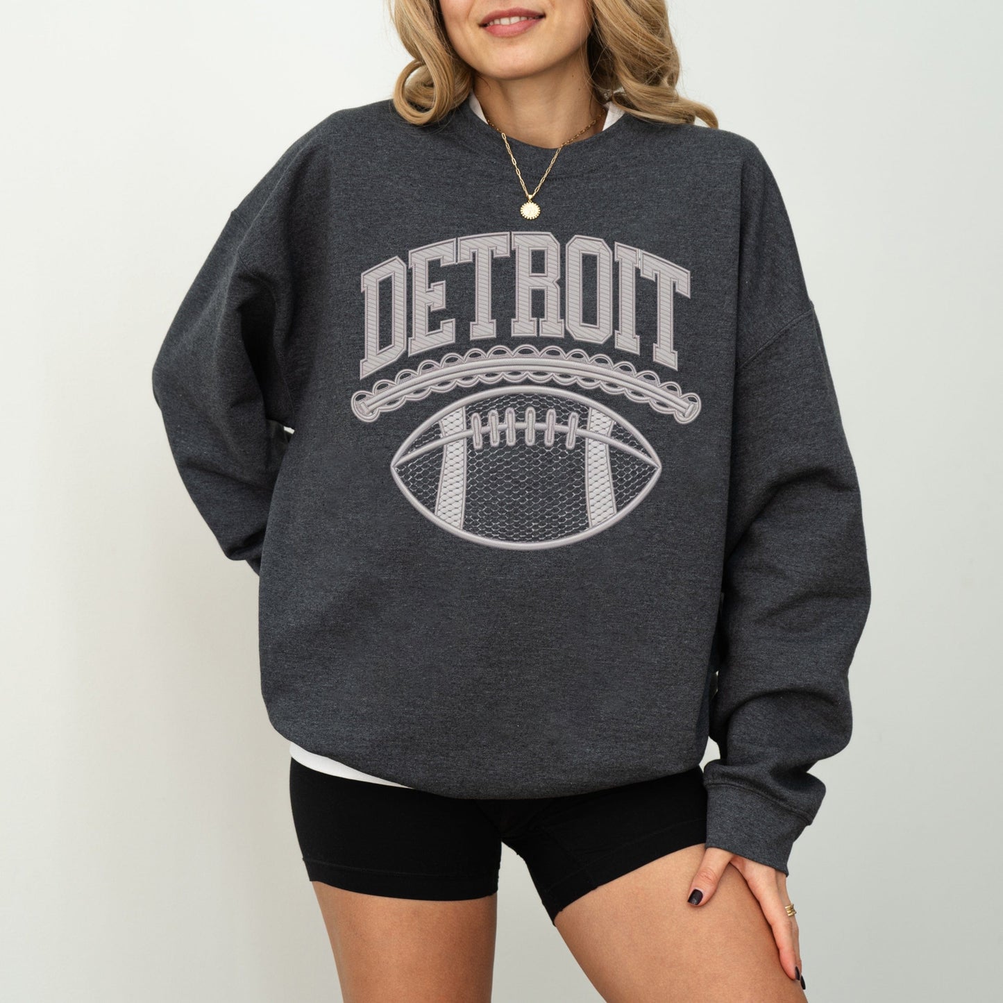 Detroit Faux Embroidered Sweatshirt