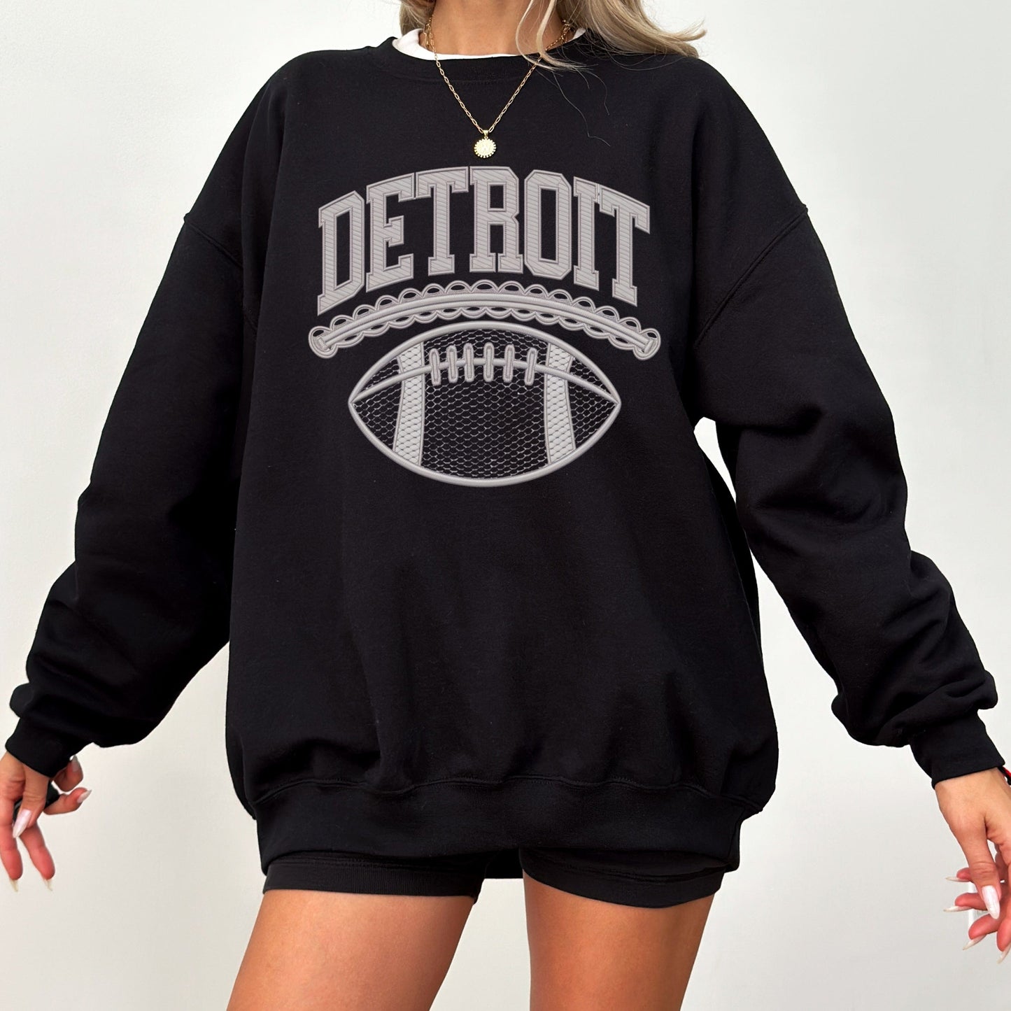 Detroit Faux Embroidered Sweatshirt