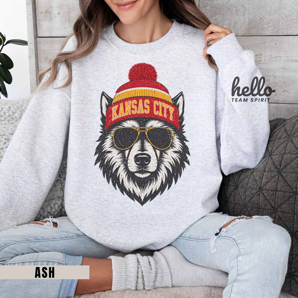 Kansas City Vintage Character Football Graphic Sweatshirt