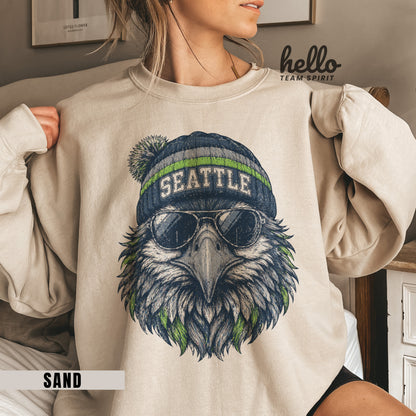 Seattle Vintage Character Football Graphic Sweatshirt