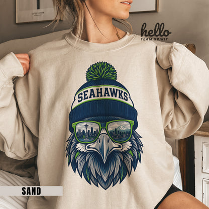 Seattle Vintage Spirit Character Football Graphic Sweatshirt